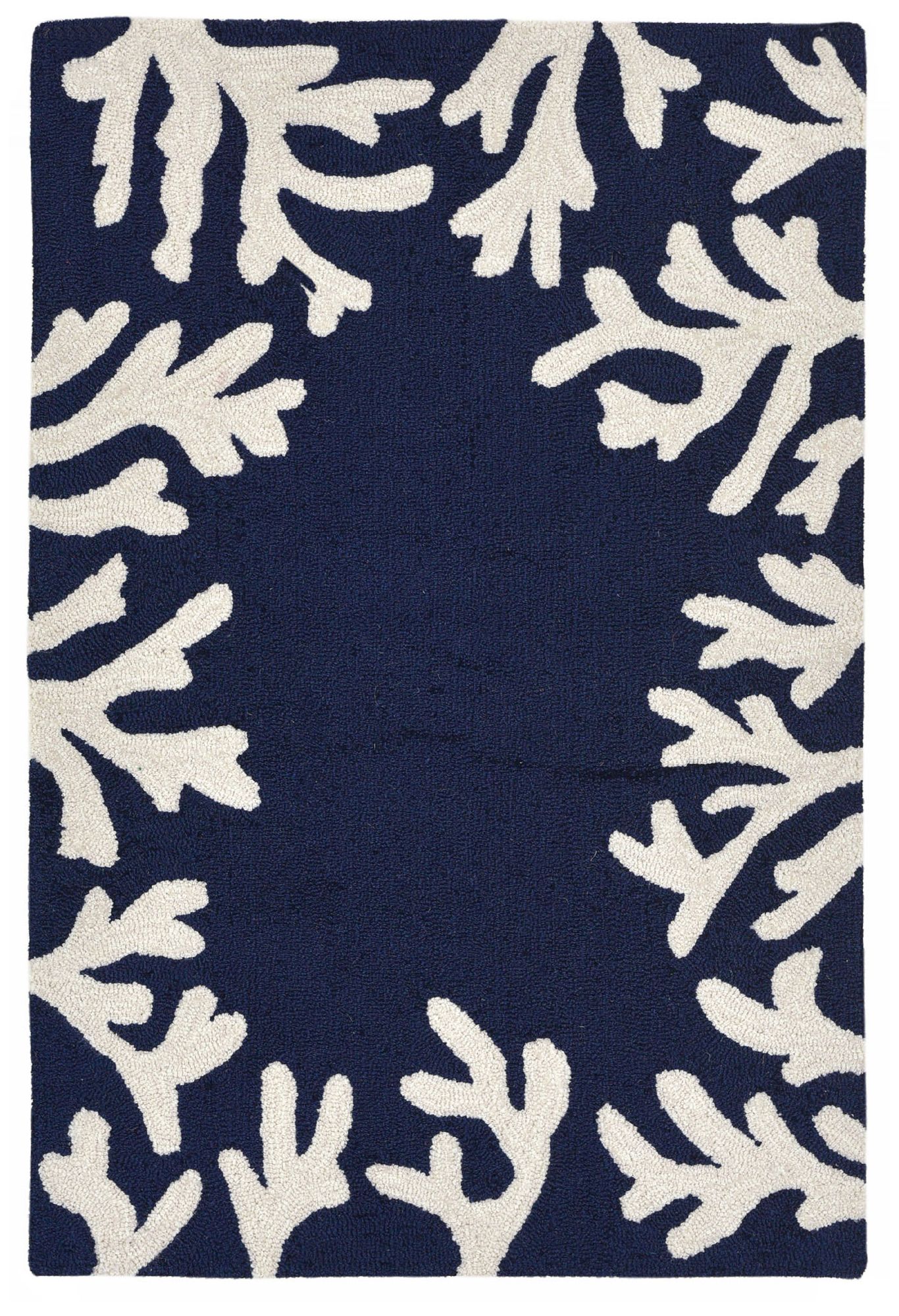 Thumbnail2 of Capri Coral Border 162033 1'8"x2'6" Navy Outdoor Area Rug