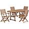 Capri Natural Wood 5-Piece Outdoor Patio Dining Set