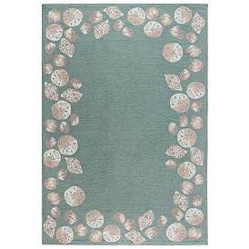 Image2 of Capri Seashell Border 172304 5'x7'6" Aqua Outdoor Area Rug