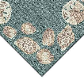 Image3 of Capri Seashell Border 172304 5'x7'6" Aqua Outdoor Area Rug more views