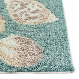 Image4 of Capri Seashell Border 172304 5'x7'6" Aqua Outdoor Area Rug more views