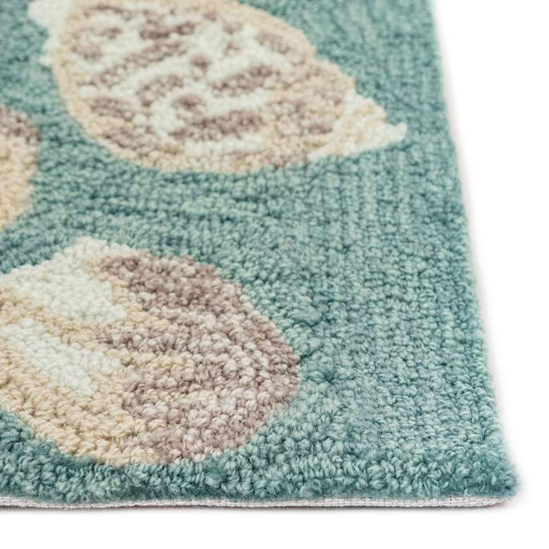 Image 4 Capri Seashell Border 172304 5&#39;x7&#39;6 inch Aqua Outdoor Area Rug more views