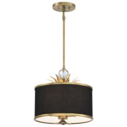 Caprio 14 3/4"W Brushed Brass and Black Fabric Pendant Light
