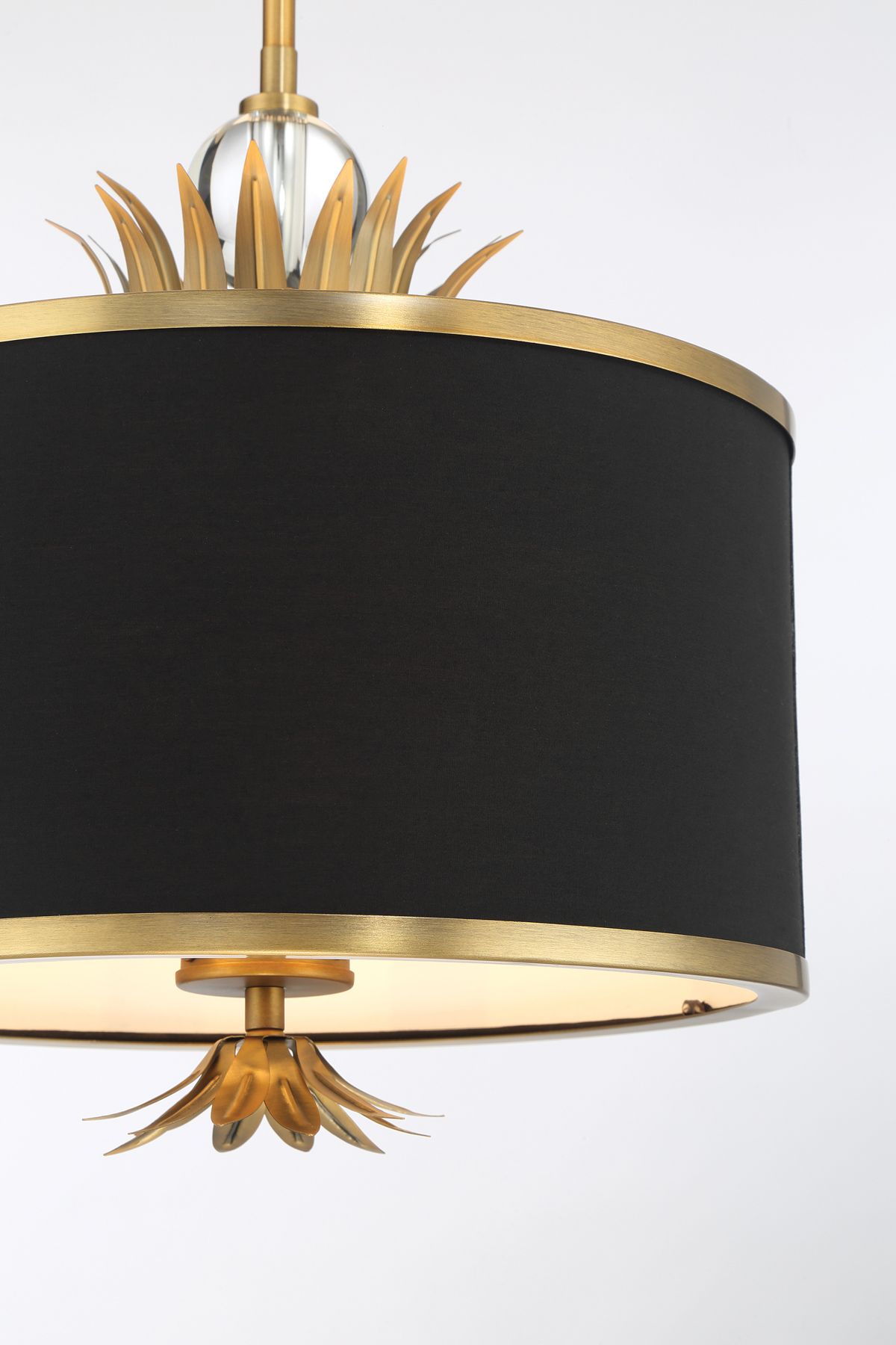 Caprio 14 3/4"W Brushed Brass and Black Fabric Pendant Light