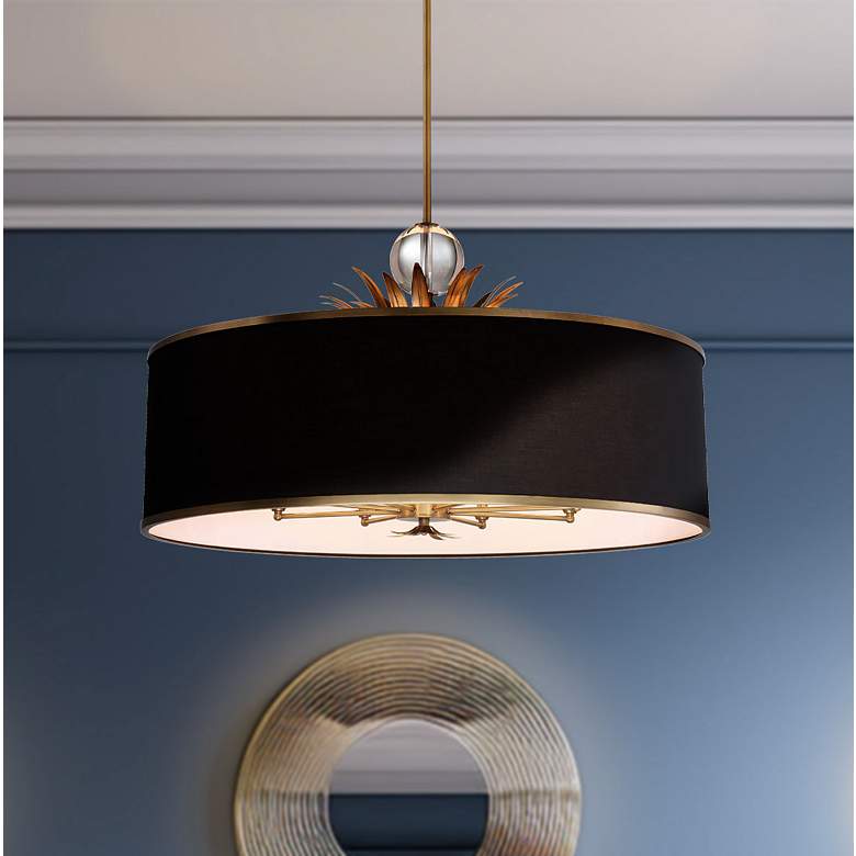 Image 1 Caprio 40 3/4" Wide Brushed Brass 8-Light Drum Pendant