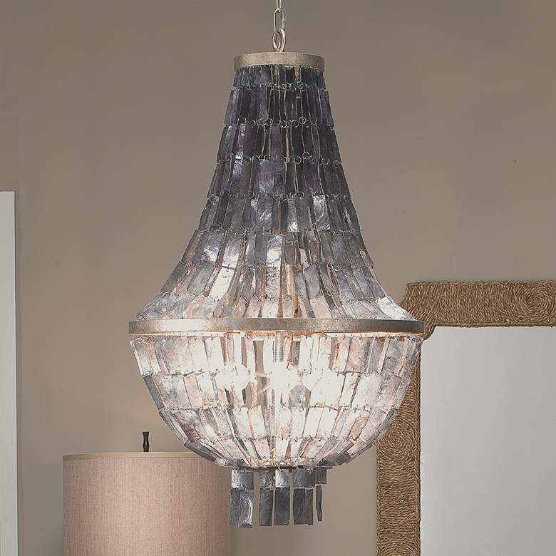Image 1 Capsize 19 1/2"W Champagne Black Mother of Pearl Chandelier