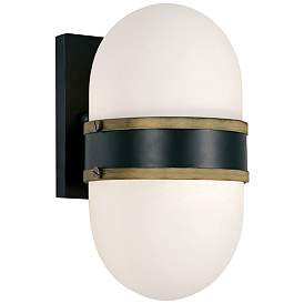 Image1 of Capsule 10" High Matte Black and Gold Outdoor Wall Light