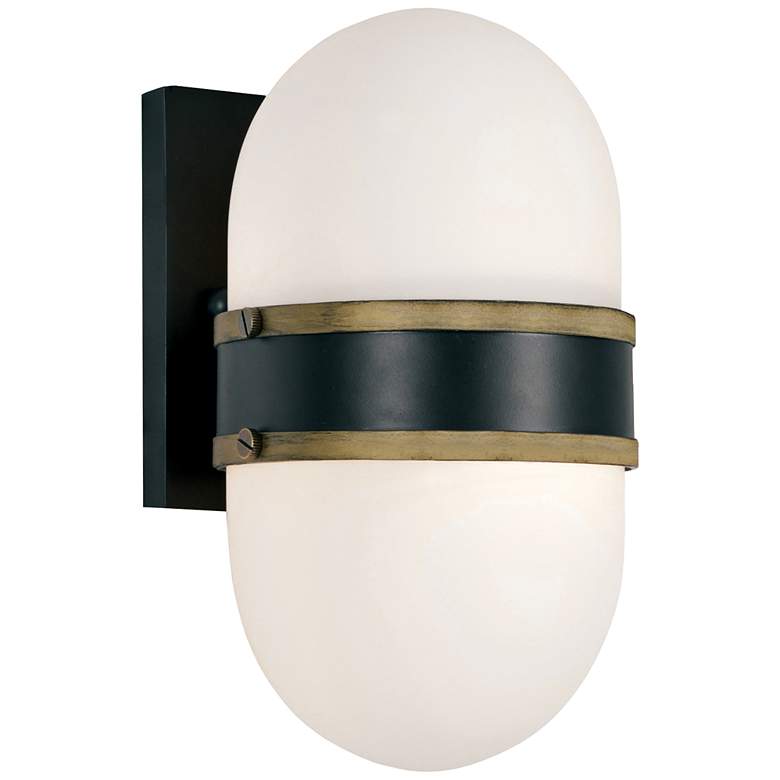Capsule 10&quot; High Matte Black and Gold Outdoor Wall Light