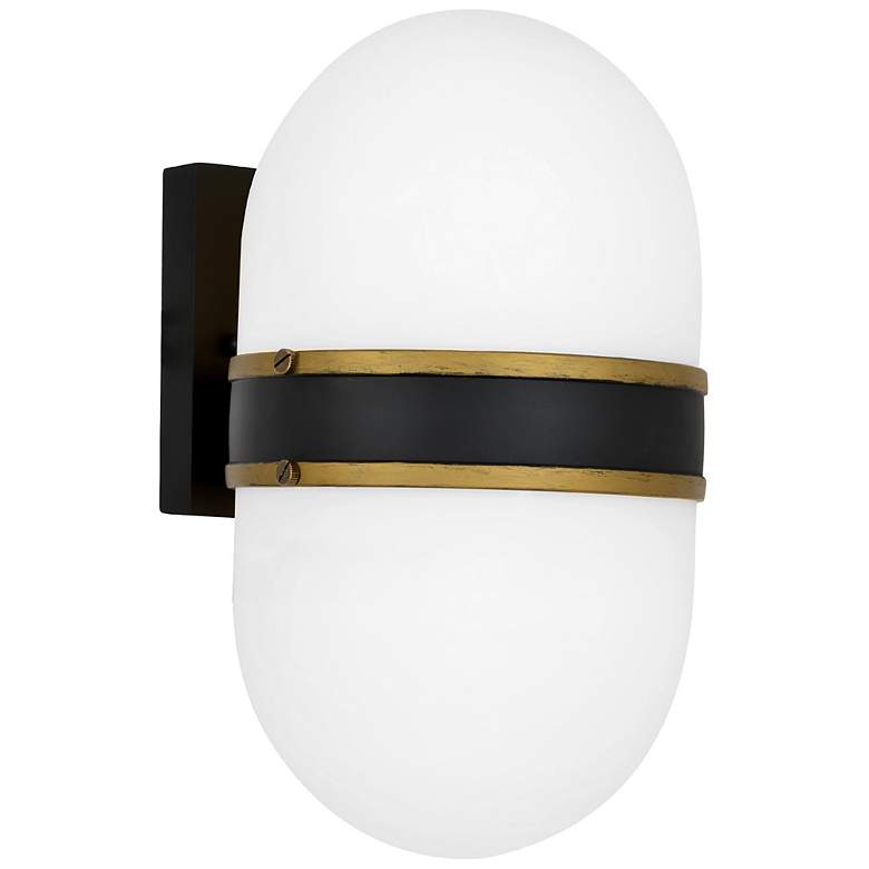 Image 1 Capsule 10 inch High Matte Black and Gold Outdoor Wall Light