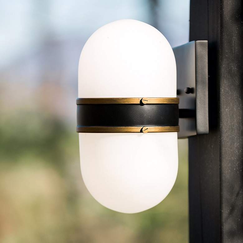 Image 1 Capsule 10" High Matte Black and Gold Outdoor Wall Light