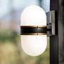 1_Capsule 10" High Matte Black and Gold Outdoor Wall Light