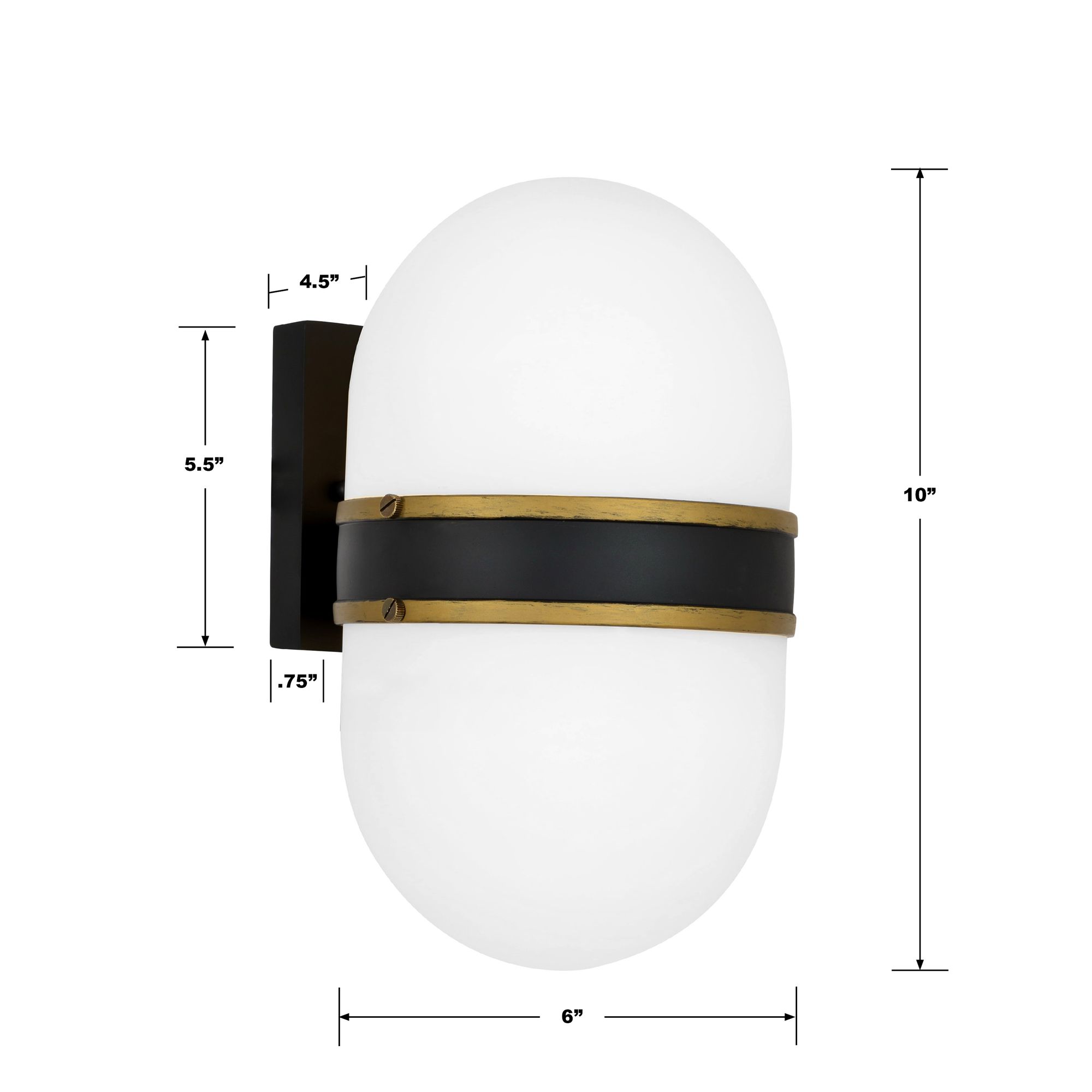 Capsule 10" High Matte Black and Gold Outdoor Wall Light