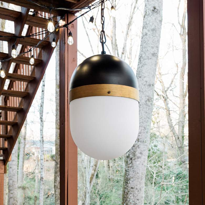 Image 1 Capsule 12 1/4 inch Wide Matte Black 3-Light Outdoor Pendant