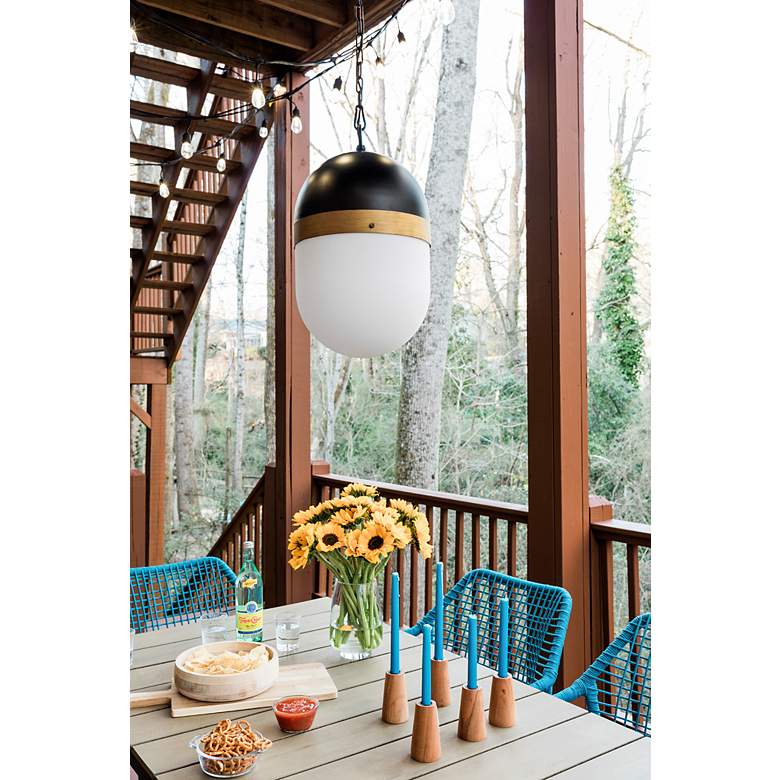 Image 3 Capsule 12 1/4" Wide Matte Black 3-Light Outdoor Pendant more views