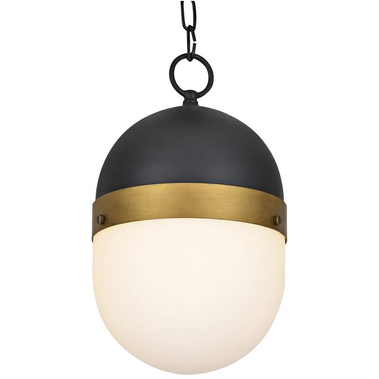 Image 1 Capsule 13 1/4" High Matte Black and Gold Outdoor Hanging Light