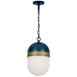 Capsule 13 1/4" High Matte Black and Gold Outdoor Hanging Light