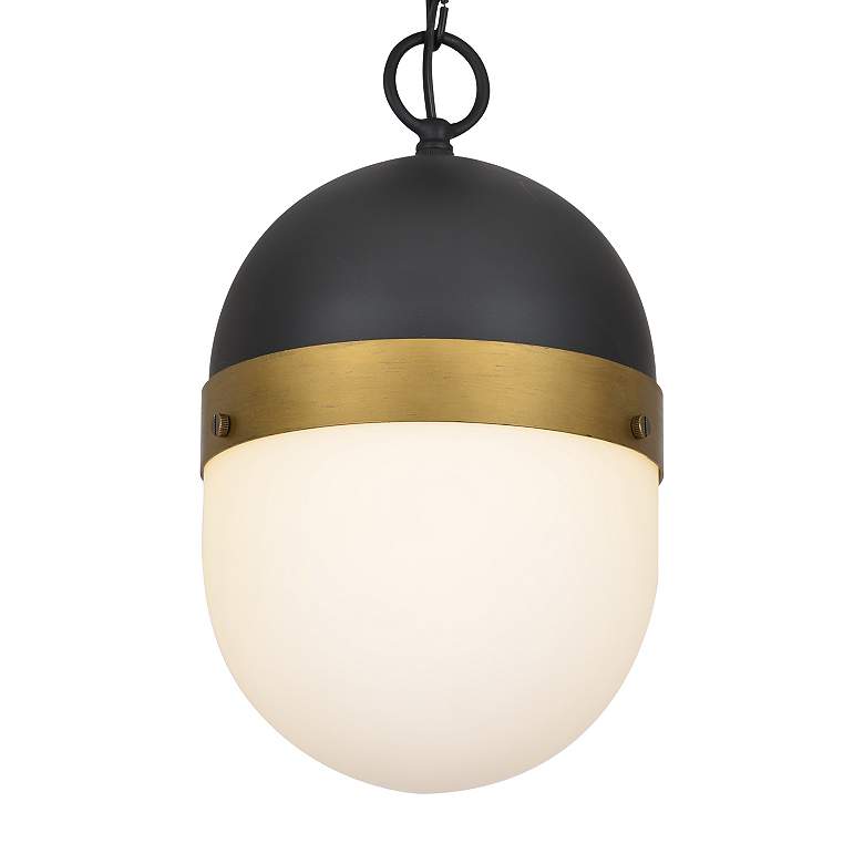 Image 2 Capsule 13 1/4" High Matte Black and Gold Outdoor Hanging Light more views