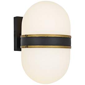 Image2 of Capsule 13 1/4" High Matte Black and Gold Outdoor Wall Light