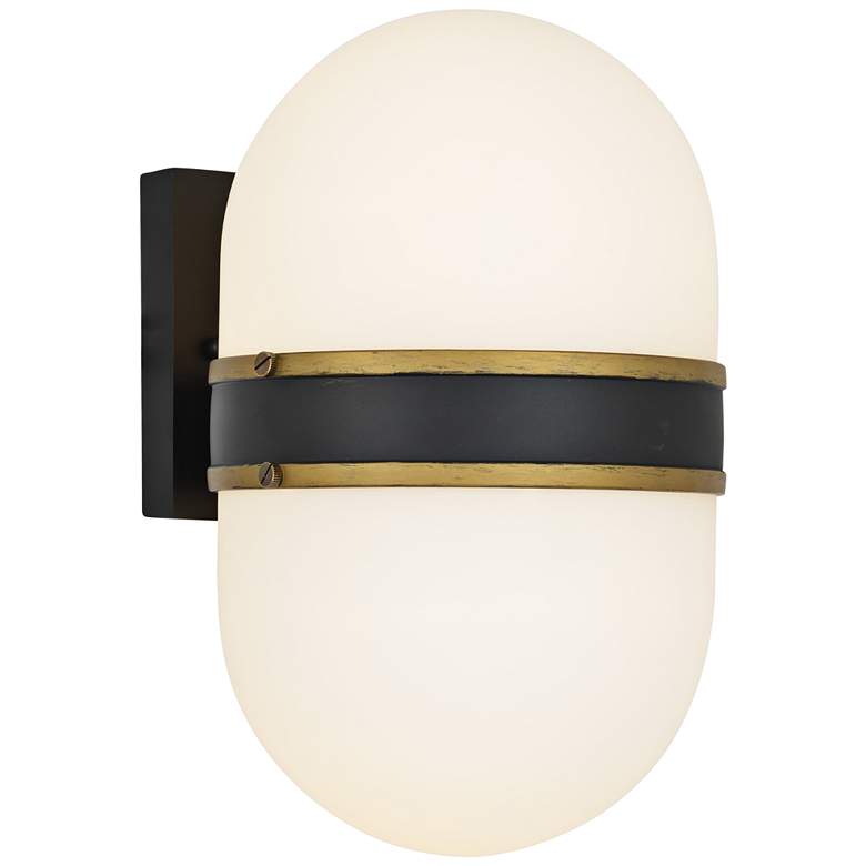 Capsule 13 1/4&quot; High Matte Black and Gold Outdoor Wall Light