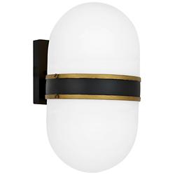 Capsule 13 1/4" High Matte Black and Gold Outdoor Wall Light