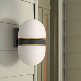 Image1 of Capsule 13 1/4" High Matte Black and Gold Outdoor Wall Light
