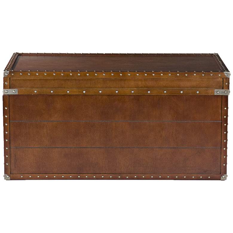 Image 4 Captain 39" Wide Walnut Wood Storage Trunk Cocktail Table more views