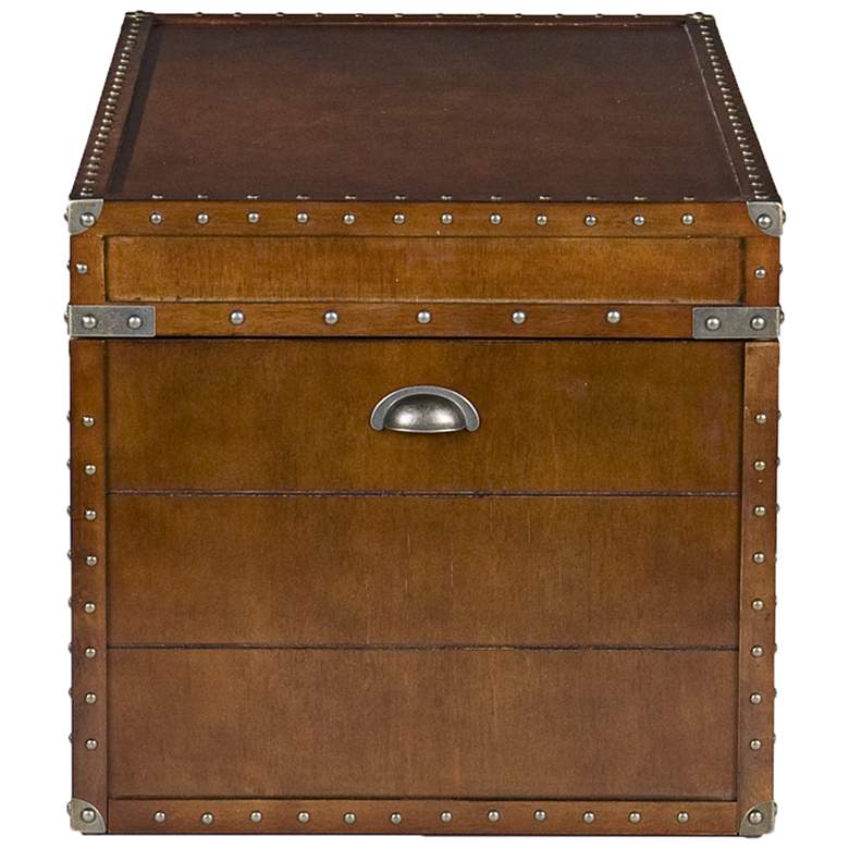 Image 5 Captain 39" Wide Walnut Wood Storage Trunk Cocktail Table more views