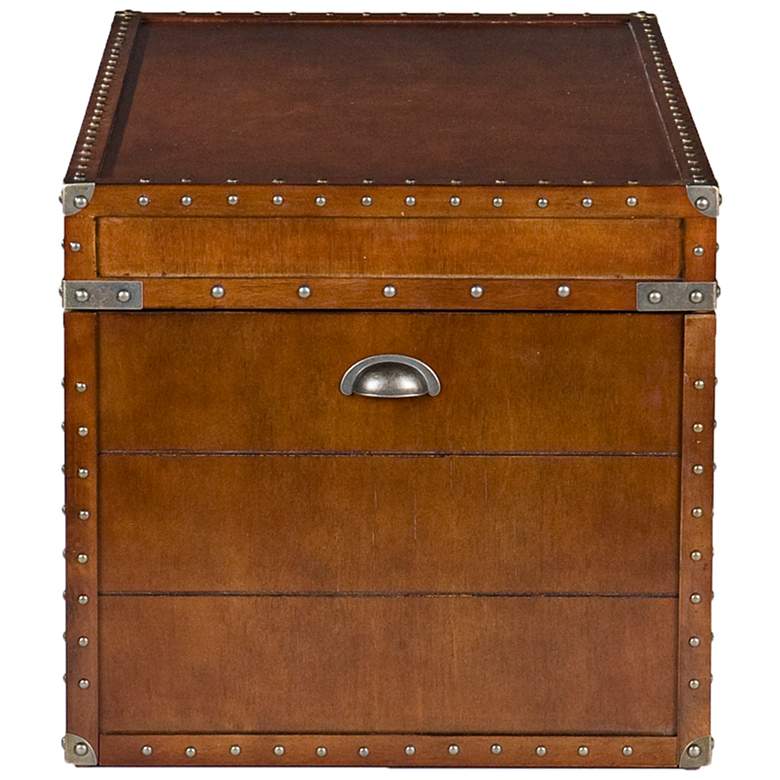 Image 7 Captain 39" Wide Walnut Wood Storage Trunk Cocktail Table more views