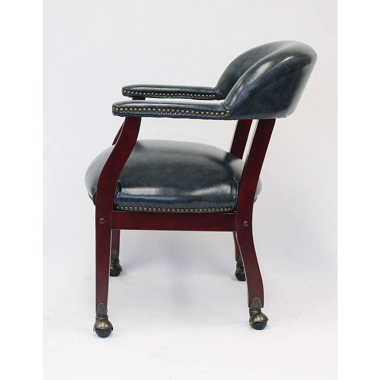 Image 4 Captain Blue Vinyl Accent Dining Chair with Casters more views