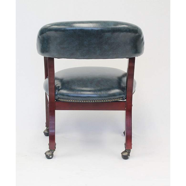Image 5 Captain Blue Vinyl Accent Dining Chair with Casters more views