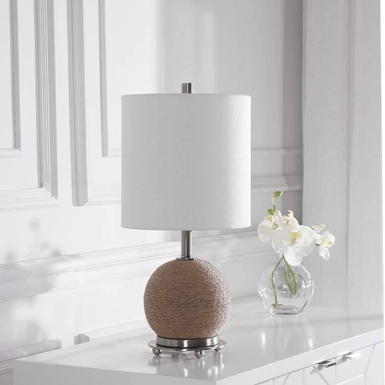Image 1 Captiva 19 inchH Brown Natural Braided Rattan Accent Table Lamp