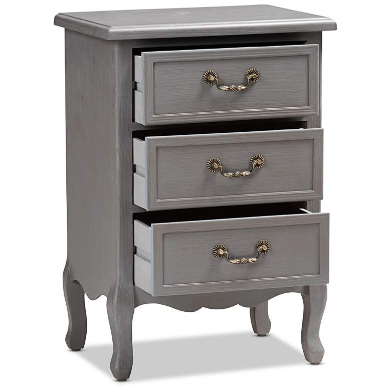Image 3 Capucine 19" Wide Gray Wood 3-Drawer Bed Nightstand more views
