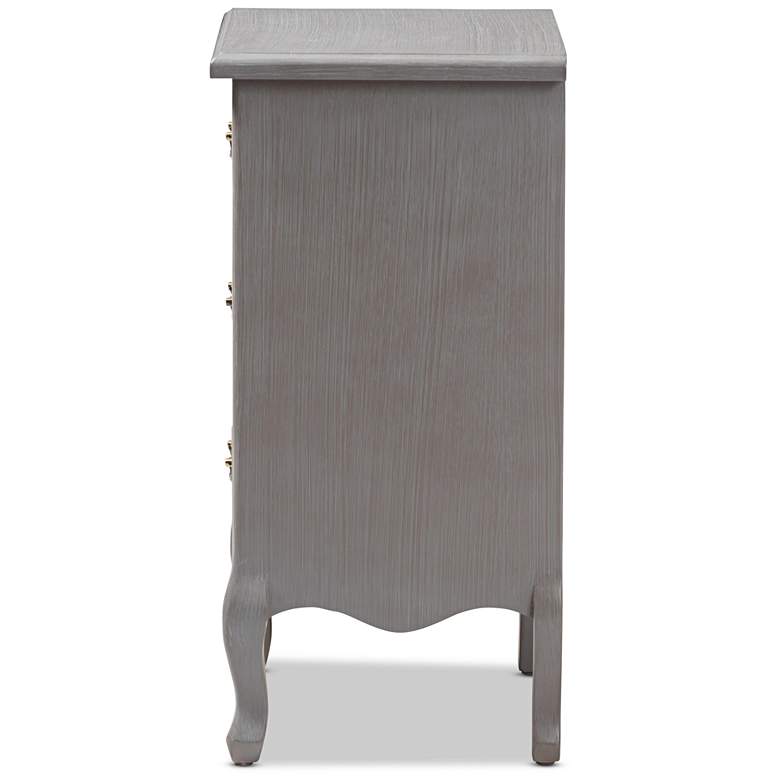 Image 5 Capucine 19" Wide Gray Wood 3-Drawer Bed Nightstand more views