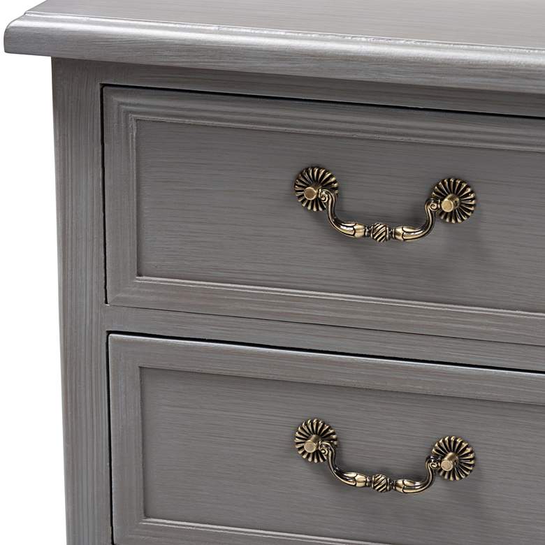 Image 7 Capucine 19" Wide Gray Wood 3-Drawer Bed Nightstand more views