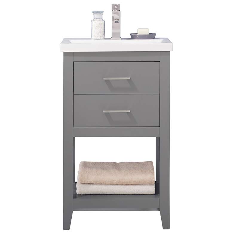 Image 1 Cara 20 inch Wide 2-Drawer Porcelain Gray Single Sink Vanity