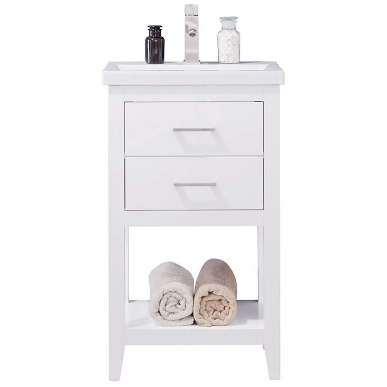 Image 1 Cara 20" Wide 2-Drawer Porcelain White Single Sink Vanity