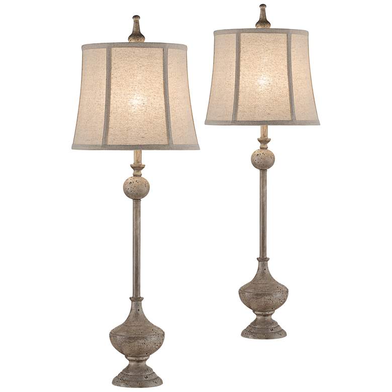 Image 1 Cara Antique Stone Buffet Table Lamps Set of 2