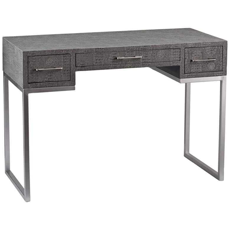 Carabelle 42 3/4&quot; Wide Textured Gray Reptile 3-Drawer Desk