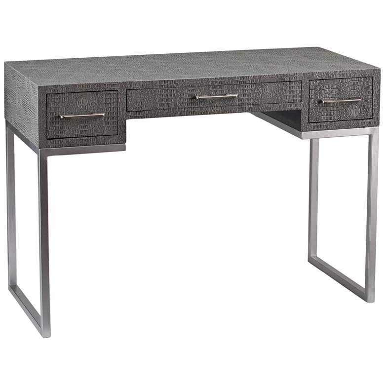Image 2 Carabelle 42 3/4" Wide Textured Gray Reptile 3-Drawer Desk