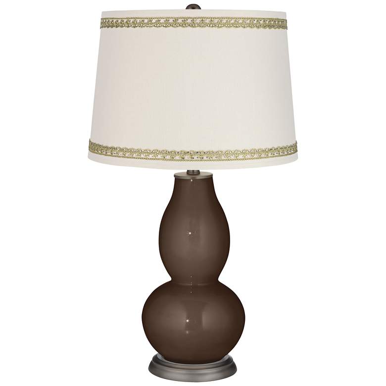 Image 1 Carafe Double Gourd Table Lamp with Rhinestone Lace Trim