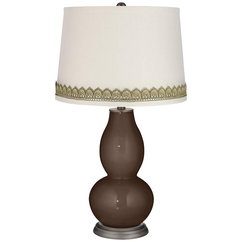 Image 1 Carafe Double Gourd Table Lamp with Scallop Lace Trim
