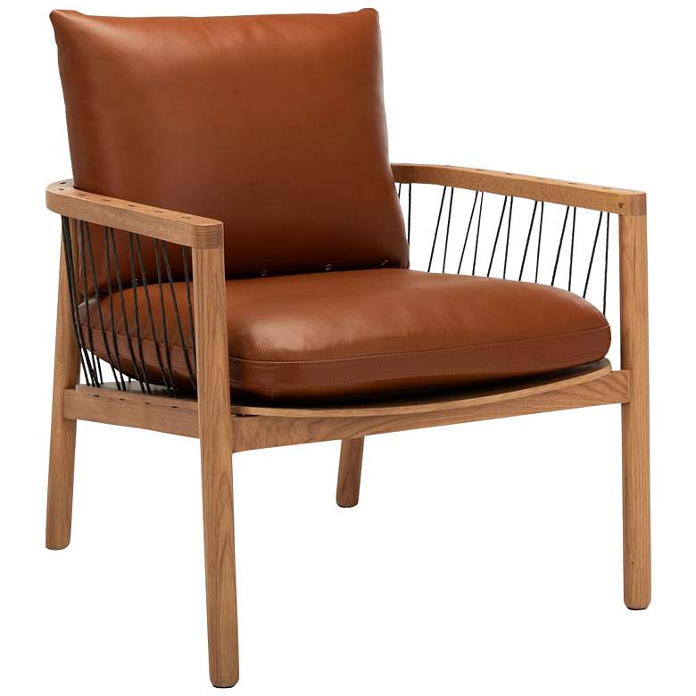 Image 2 Caramel Mid-Century Brown Leather Chair