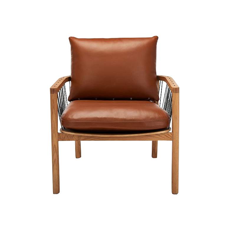 Image 3 Caramel Mid-Century Brown Leather Chair more views