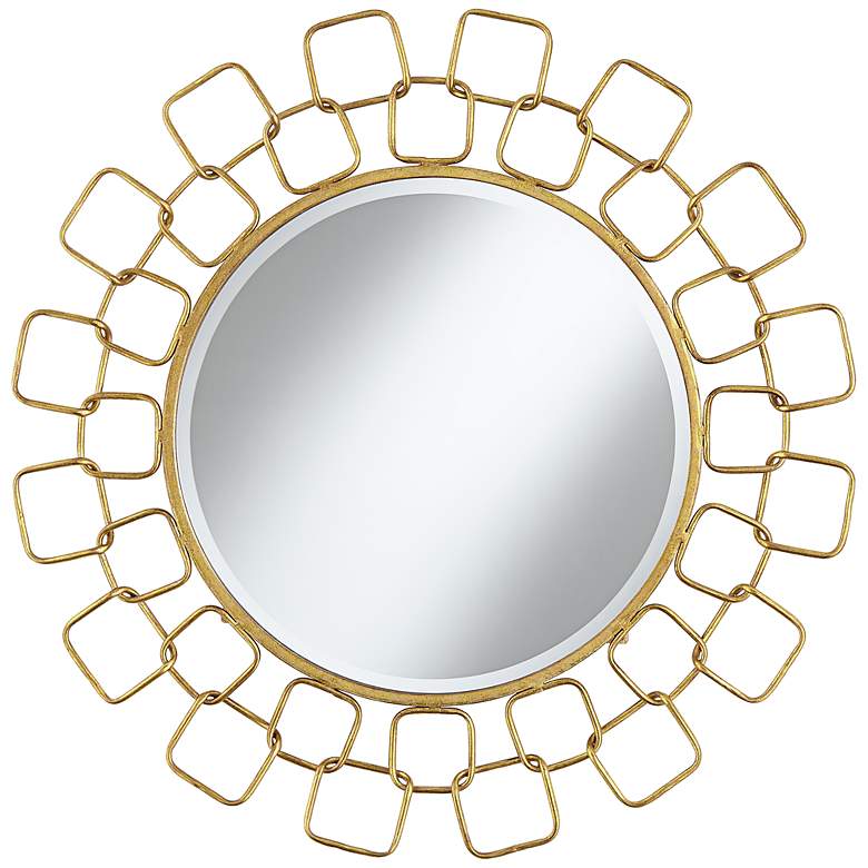 Carasa Gold Antique 31 1/4&quot; Round Sunburst Wall Mirror