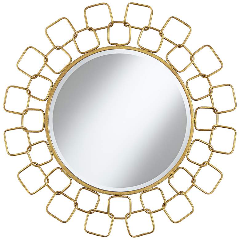 Image 1 Carasa Gold Antique 31 1/4" Round Sunburst Wall Mirror