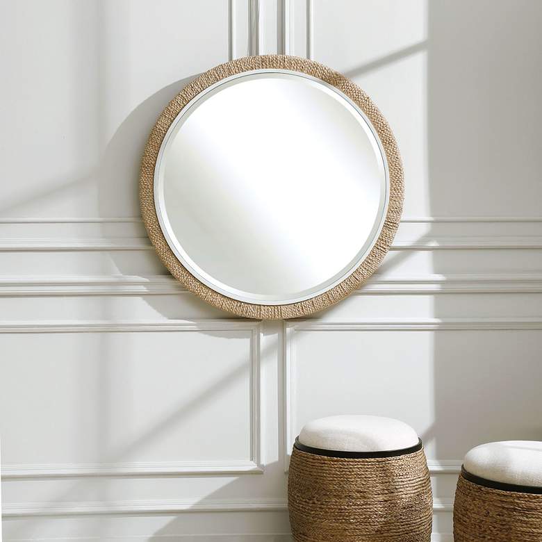 Carbet Braided Rope 39 3/4&quot; Round Oversized Wall Mirror more views