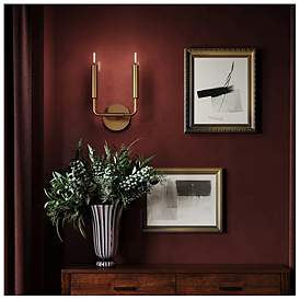 Image2 of Carbonia 11.88"H 2 Light Mavisten Brass Duex Wall Sconce more views