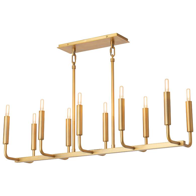 Image 1 Carbonia 42"W 10 Light Burnished Brass Linear Chandelier