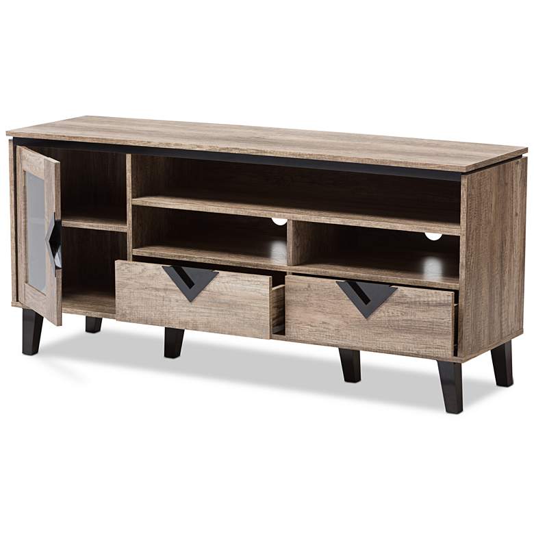 Image 2 Cardiff 55 1/2" Wide Light Brown Wood 2-Drawer TV Stand more views