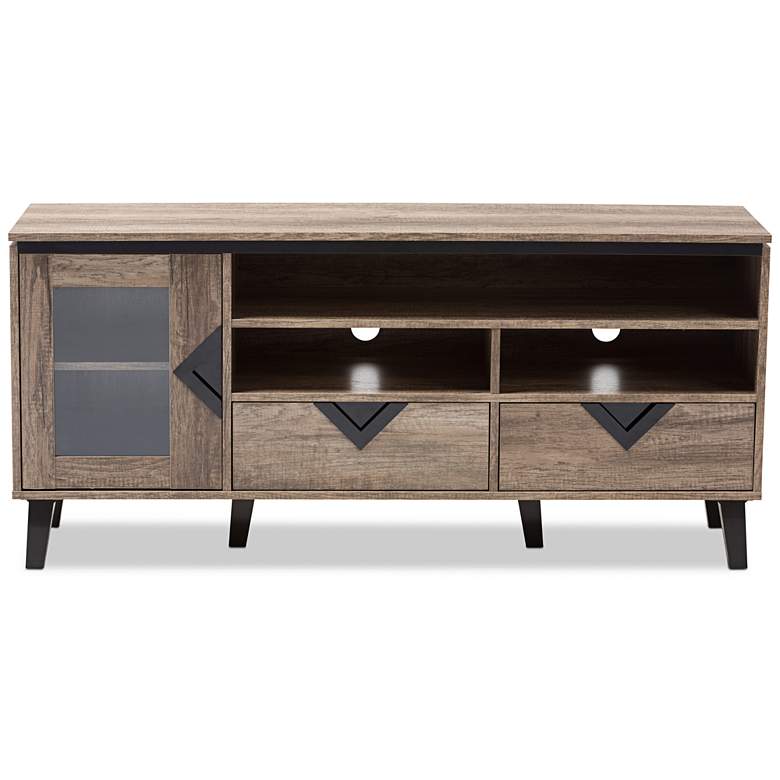 Image 3 Cardiff 55 1/2" Wide Light Brown Wood 2-Drawer TV Stand more views